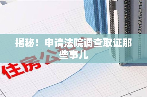 南长揭秘！申请法院调查取证那些事儿