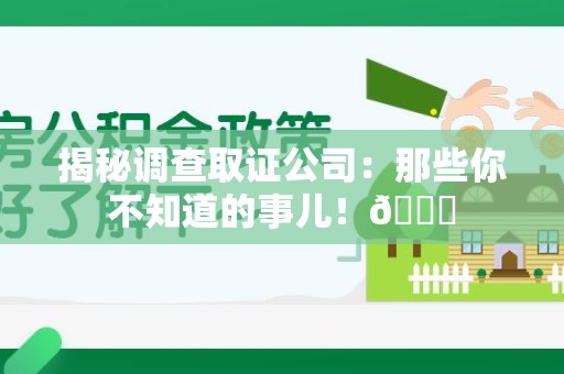 南长揭秘调查取证公司：那些你不知道的事儿！😎