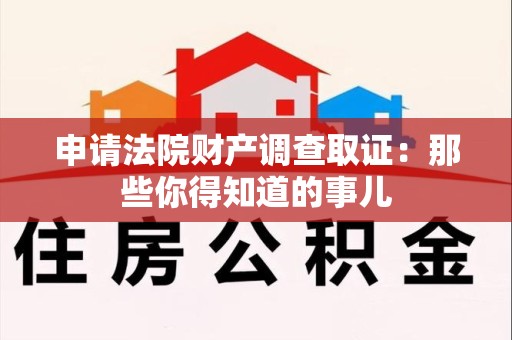 南长申请法院财产调查取证：那些你得知道的事儿