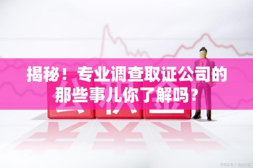 南长揭秘！专业调查取证公司的那些事儿你了解吗？