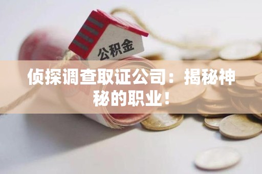 南长侦探调查取证公司：揭秘神秘的职业！
