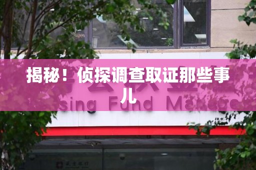 南长揭秘！侦探调查取证那些事儿