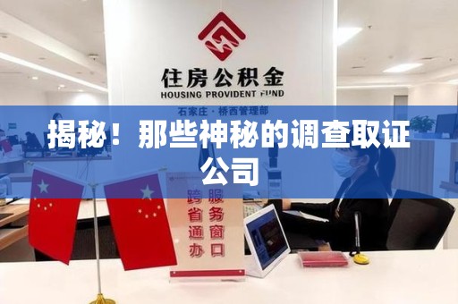 南长揭秘！那些神秘的调查取证公司