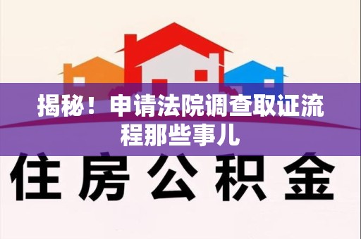 南长揭秘！申请法院调查取证流程那些事儿