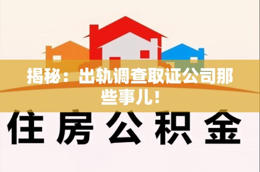 南长揭秘：出轨调查取证公司那些事儿！
