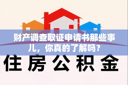 南长财产调查取证申请书那些事儿，你真的了解吗？