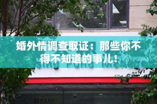 南长婚外情调查取证：那些你不得不知道的事儿！
