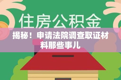 南长揭秘！申请法院调查取证材料那些事儿