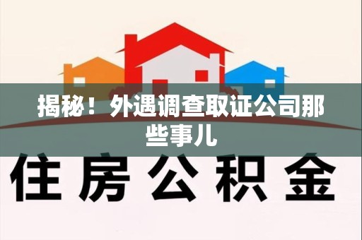 南长揭秘！外遇调查取证公司那些事儿