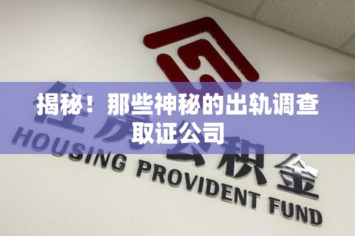 南长揭秘！那些神秘的出轨调查取证公司