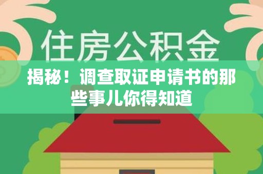 南长揭秘！调查取证申请书的那些事儿你得知道