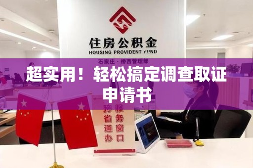 南长超实用！轻松搞定调查取证申请书