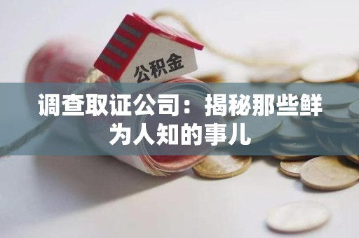 南长调查取证公司：揭秘那些鲜为人知的事儿