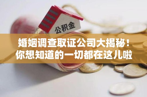 南长婚姻调查取证公司大揭秘！你想知道的一切都在这儿啦😉