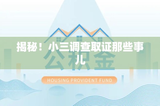 南长揭秘！小三调查取证那些事儿