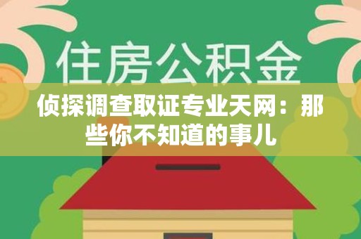 南长侦探调查取证专业天网：那些你不知道的事儿
