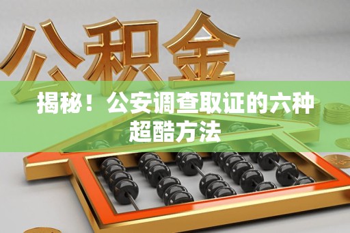 南长揭秘！公安调查取证的六种超酷方法