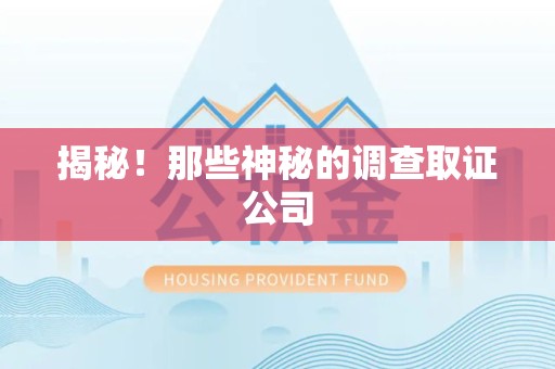 南长揭秘！那些神秘的调查取证公司