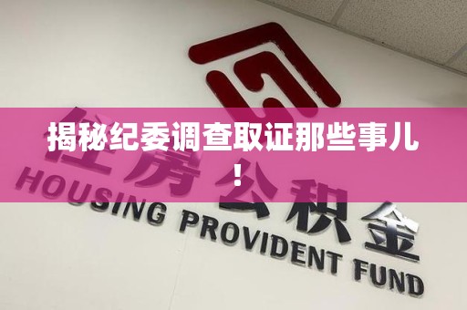 南长揭秘纪委调查取证那些事儿！