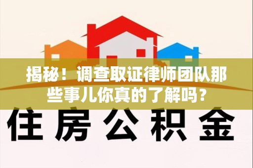 南长揭秘！调查取证律师团队那些事儿你真的了解吗？