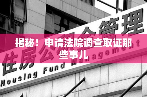 南长揭秘！申请法院调查取证那些事儿