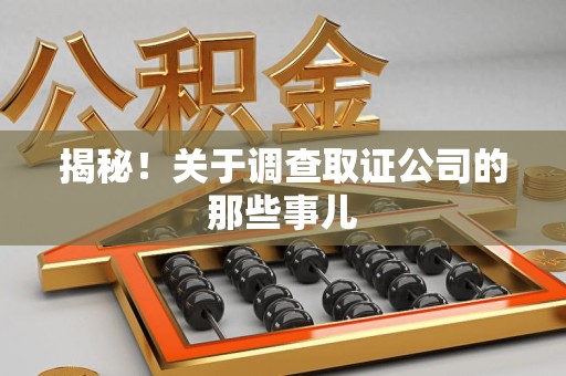 南长揭秘！关于调查取证公司的那些事儿